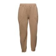 Beige Bomuldssweatpants med Logopatch