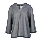 Bomuldsblanding Bluse med Elastan