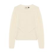 Beige Uld Kashmir Sweater Ribbet