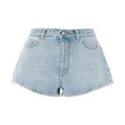 Højtaljede Denim Shorts med Rå Kant