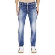 Blå Skater Jeans med Distressed Look