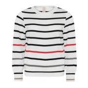 Sporty Stribet O-Neck Pullover Off-White