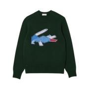 Krokodil Motiv Vintage Rund Hals Sweater