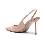 Nude Patent Læder Slingback Hæle