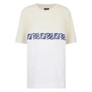 Trykt Logo T-Shirt i Hvid/Beige