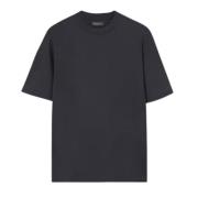 Navy Blue Bomuld T-shirt med Broderi