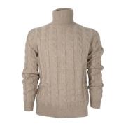 Herre Slim Fit Flettet Turtleneck Kamel