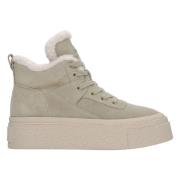 Kvinders Khaki uldforede højtop sneakers med velour til vinter ES8 ER0...