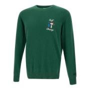 Grøn Uld Kashmir Sweater Snoopy Golf