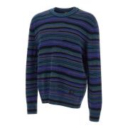 Stribet uldblandet rundhals sweater