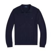 Marineblå sweater med polokrave