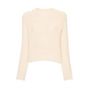 Beige Bomuld Blandet Strik Sweater