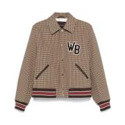 Tjekket Bomuld Varsity Jakke Beige Brun