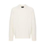 Ecru Uld Crew Neck Sweater