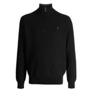 Broderet Bomuld Half-Zip Sweatshirt