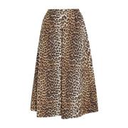 Leopard Print High-Waisted A-Line Nederdel