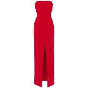 Ruby Red Strapless Kjole med Frontslids