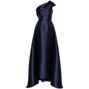 Navy Blue One-Shoulder Kjole