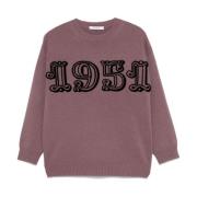 Lilla sweater med flocked logo