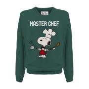 Grøn Crewneck Sweater med Snoopy Print