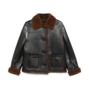 Shearling Collar Sort Knapjakke