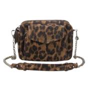 Leopard Vintage Brun Beige Læder Taske