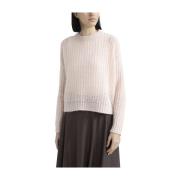 Alpaca og lurex rund hals sweater