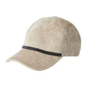 Beige Corduroy Baseball Hat med Monile Dekoration