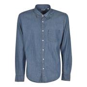 Blå Chambray Button-Up Skjorte