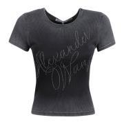 Sort Ombré Rhinestone T-shirt