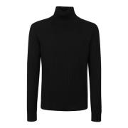 Ribstrikket uld turtleneck sweater blå