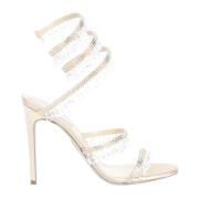 Beige Satin Lysekrone Sandal