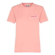 Pink Bomuld T-shirt med Crew Neckline