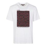 Hvid Bomuld Jersey T-shirt med Ribbet Crew Neck