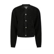 Fluffy Sort Cardigan Limo Stil