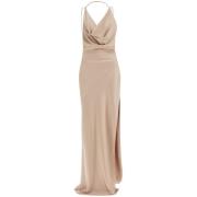 Satin Vera Maxi Kjole med V-Hals