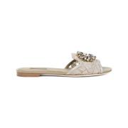 Blonde Sandal Lace Flat Sabbia