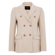 Uld Beige Blazer Kvinders Jakke