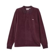 Stribet Velour Polo Skjorte Blomme