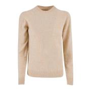 Beige Uld Sweater Rund Hals