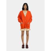 Orange Uld V-Hals Cardigan