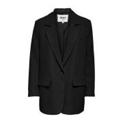 Sort Polyester Blazer Kvinders Jakke