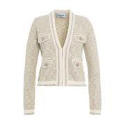 Hvid Jacquard Cropped Blazer