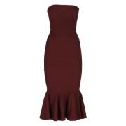 Bordeaux Lurex Ribbed Kjole Kvinde