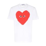 Hvid Hjerte Print T-Shirt