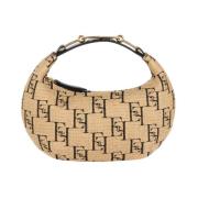 Lille Hobo Taske i Jacquard Raffia