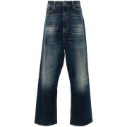 Indigo Blue Wide Leg Denim Jeans