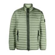 Foldbar Grøn Nylon Puffer Jakke