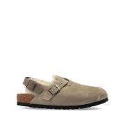 Taupe Slingback Sko med Shearling Foring