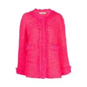 Fuchsia Tweed Fringe Jakke